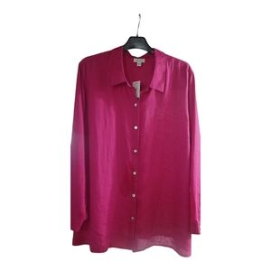 J.Jill Peony Love Linen (Pink) Womans Button down Blouse 3X